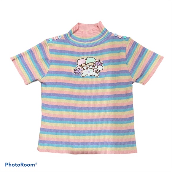 Custom LITTLE TWIN STARS rainbow pastel knit top - Picture 6 of 8